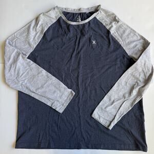 Hurley Mens Long Sleeve Shirt Size XL Blue Gray Raglan Streetwear Skater Surf